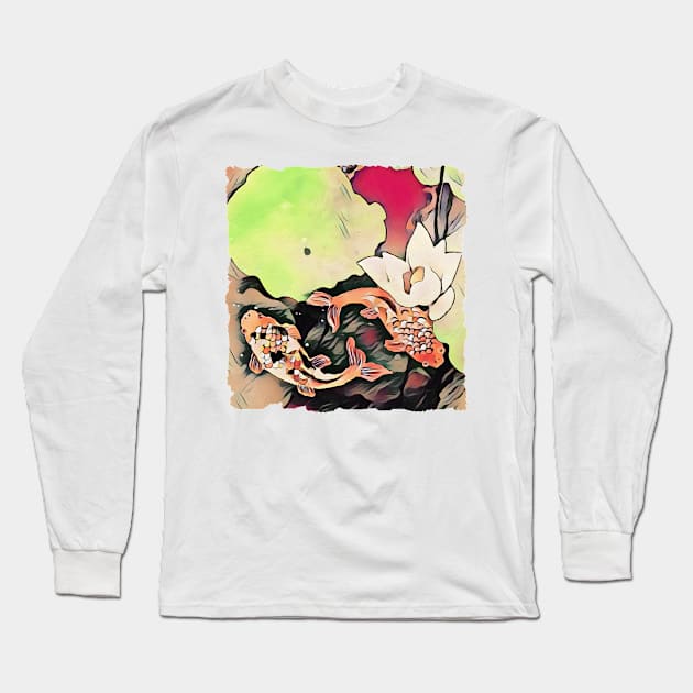 Oriental Koi Pond Long Sleeve T-Shirt by PhotoArts